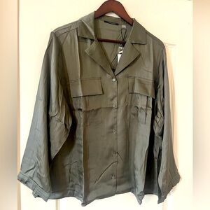 NEW! T Tahari Airflow Boxy Long Sleeve Camp Blouse Women’s Size 3X